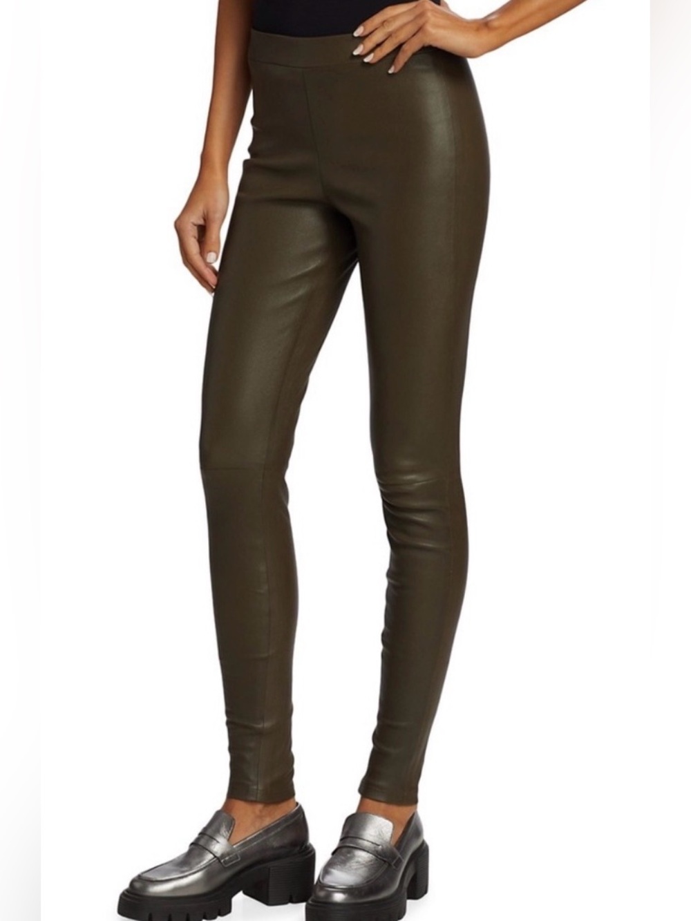 Theory Adbelle L2 Bristol 100% Lambskin Leather Leggings Women's Size 4 Brown